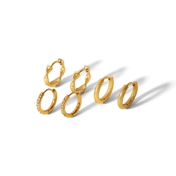 Women's Stainless Steel Geometric Ear Buckle Earrings With 18K Goldplated Treatment