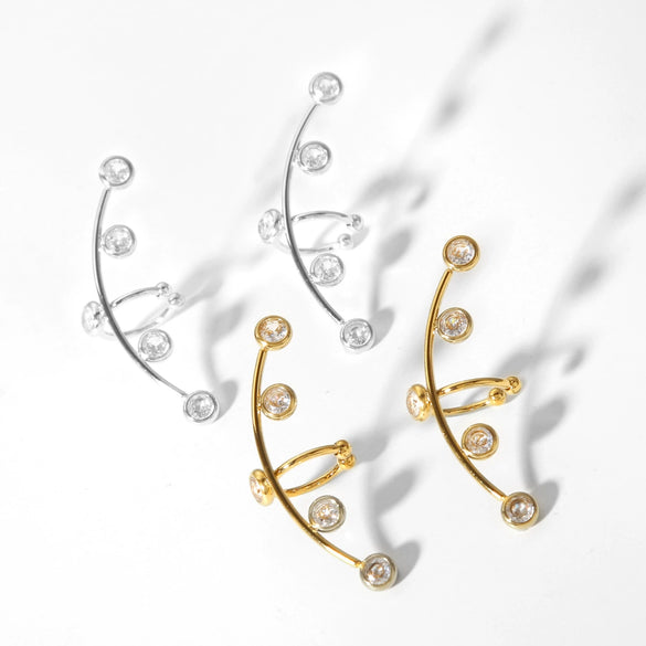 Women's Stainless Steel Geometric Ear Clip Earrings With 18K Gold Electroplating