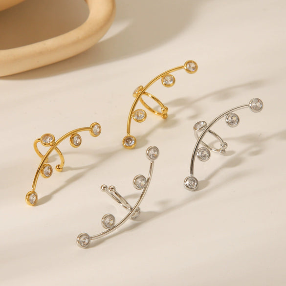 Women's Stainless Steel Geometric Ear Clip Earrings With 18K Gold Electroplating