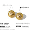 Women's Stainless Steel Geometric Earrings And Ring Set With Rhinestone And Pearl Accents 18K Vacuum Plated Fashion Jewelry