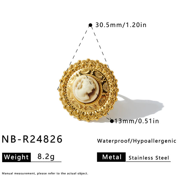 Women's Stainless Steel Geometric Earrings And Ring Set With Rhinestone And Pearl Accents 18K Vacuum Plated Fashion Jewelry