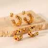 Women's Stainless Steel Geometric Earrings Inlaid With Zircon