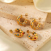 Women's Stainless Steel Geometric Earrings Inlaid With Zircon