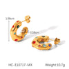 Women's Stainless Steel Geometric Earrings Inlaid With Zircon
