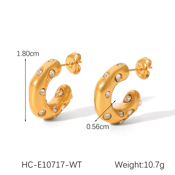 Women's Stainless Steel Geometric Earrings Inlaid With Zircon