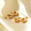 Women's Stainless Steel Geometric Earrings Inlaid With Zircon