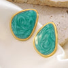Women's 304 Stainless Steel Geometric Earrings With Colorful Enamel Finish Electroplated Fashion Jewelry