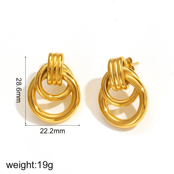 Women's Stainless Steel Geometric Earrings With Electroplating And Fashion Personality
