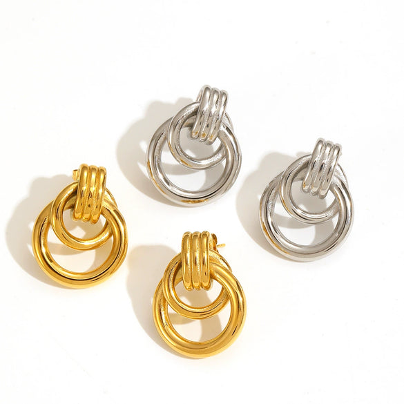 Women's Stainless Steel Geometric Earrings With Electroplating And Fashion Personality