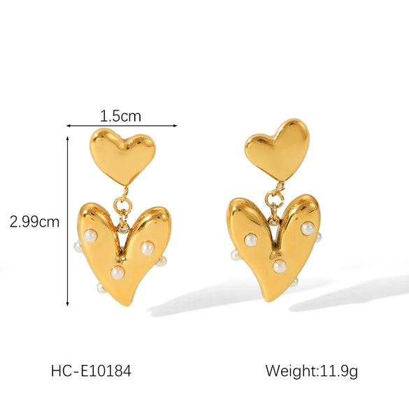 Women's Stainless Steel Geometric Earrings With Electroplating And Hammer Process