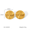Women's Stainless Steel Geometric Earrings With Electroplating And Hammer Process