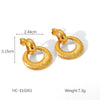 Women's Stainless Steel Geometric Earrings With Electroplating And Hammer Process