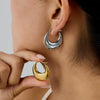Women's Stainless Steel Geometric Earrings With Electroplating Design