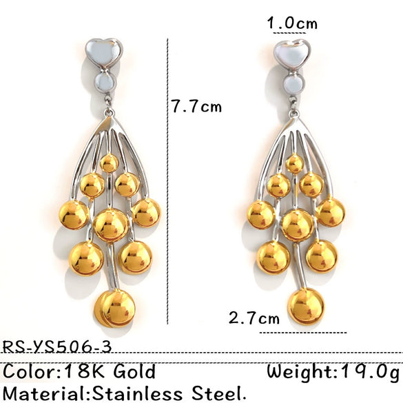 Women's Stainless Steel Geometric Earrings With Twotone Goldplated And Silver Colorblock Design Retro Minimalist Style