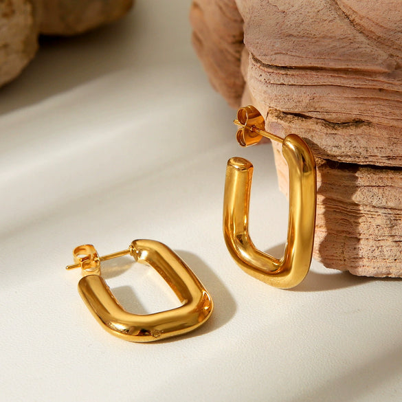 Women's Stainless Steel Geometric Earrings With Vacuum Plating