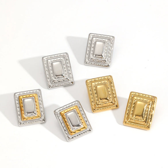Women's Stainless Steel Geometric Electroplated Earrings