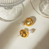 Women's Stainless Steel Geometric Electroplated Flower Round Pearl Earrings Jewelry