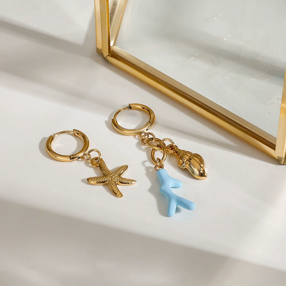 Women's Stainless Steel Geometric Electroplated Light Luxury Highend Marine Earrings