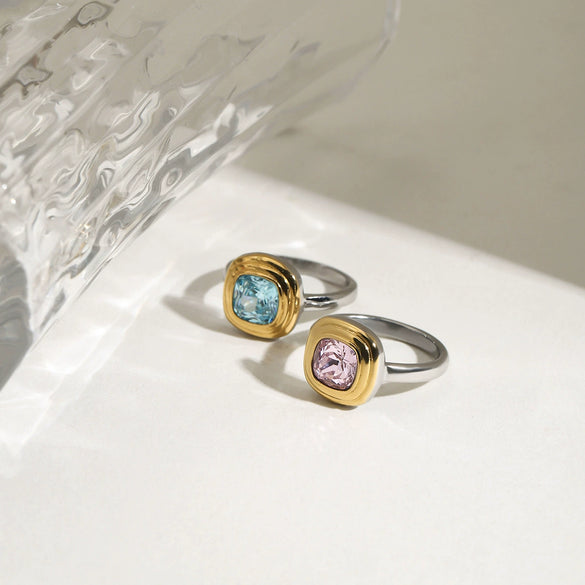 Women's Stainless Steel Geometric Electroplated Light Luxury Ring Jewelry