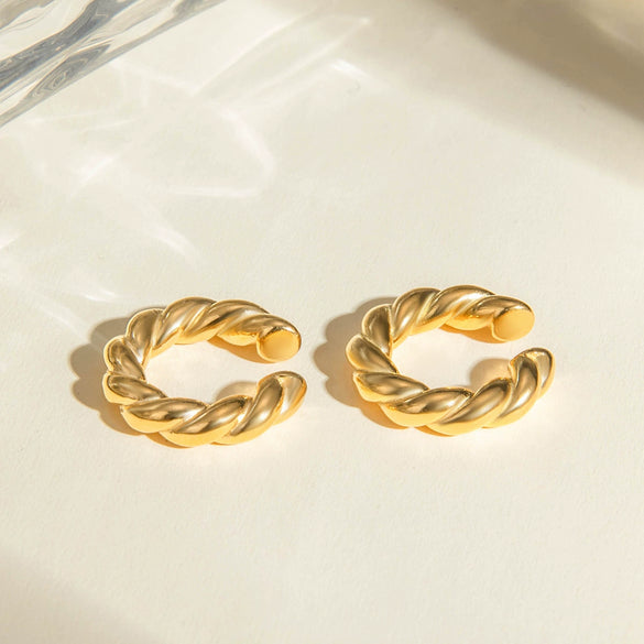 Women's Stainless Steel Geometric Electroplated Round Ear Clip Earrings Jewelry
