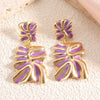 Women's Stainless Steel Geometric Enamel Drop Earrings With Fashionable Design And Polished Statement Style