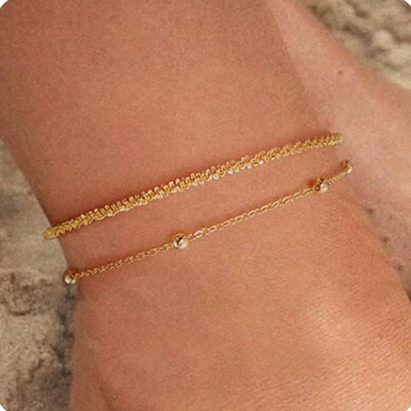 Women's Stainless Steel Geometric Evil Eye Anklet With Diamond Inlay Fashion Versatile Summer Jewelry
