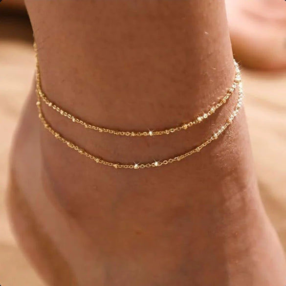 Women's Stainless Steel Geometric Evil Eye Anklet With Diamond Inlay Fashion Versatile Summer Jewelry