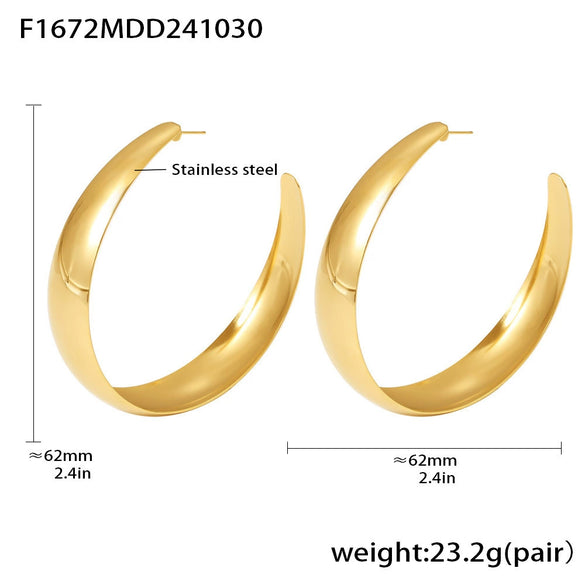 Women's 316L Stainless Steel Geometric Exaggerated Big Circle Earrings 18K Gold Plated