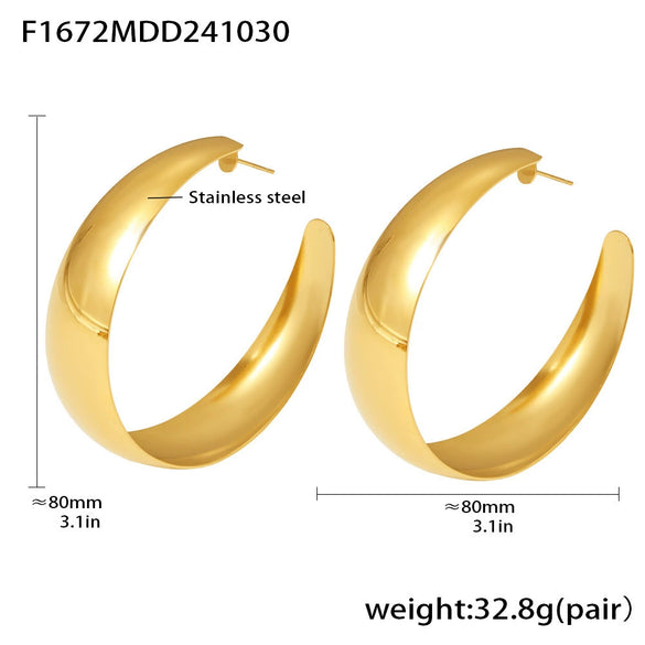 Women's 316L Stainless Steel Geometric Exaggerated Big Circle Earrings 18K Gold Plated