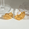 Women's Stainless Steel Geometric Fan Shaped Hammered Electroplated Earrings