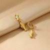 Women's Stainless Steel Geometric Fanshaped Starfish Pendant Electroplated Earrings Simple Minimalist Style