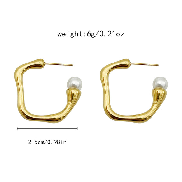 Women's Stainless Steel Geometric Fashion French Retro Light Luxury Electroplated Earrings