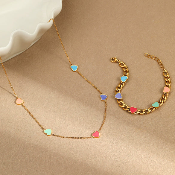 Women's Stainless Steel Geometric Fashion Jewelry Set With 18K Gold Plated Electroplating