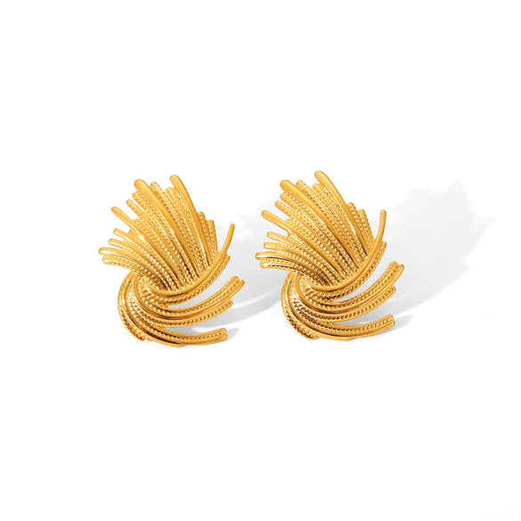Women's Stainless Steel Geometric Fireworks Ray Shaped Woven Twist Electroplated Earrings