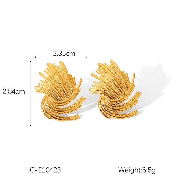 Women's Stainless Steel Geometric Fireworks Ray Shaped Woven Twist Electroplated Earrings