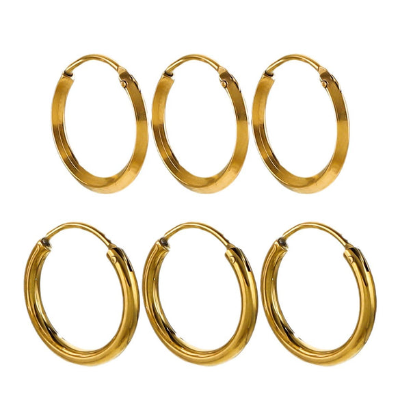 Women's Stainless Steel Geometric Fish Pattern Electroplated Circle Square Line Earrings