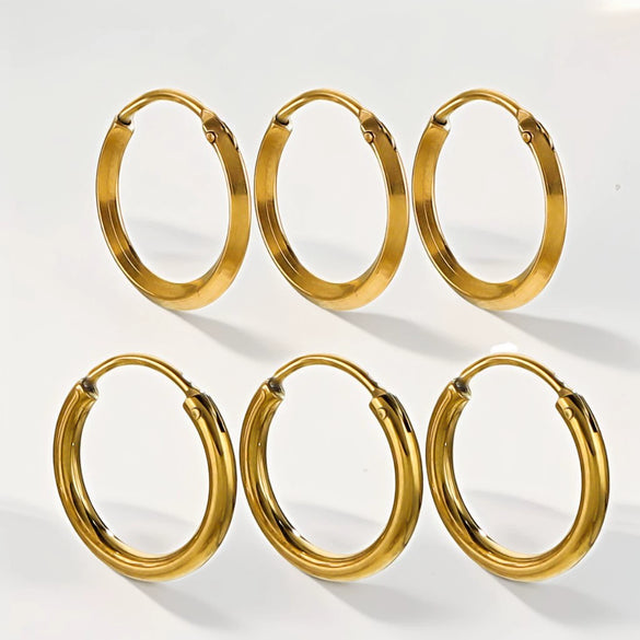 Women's Stainless Steel Geometric Fish Pattern Electroplated Circle Square Line Earrings