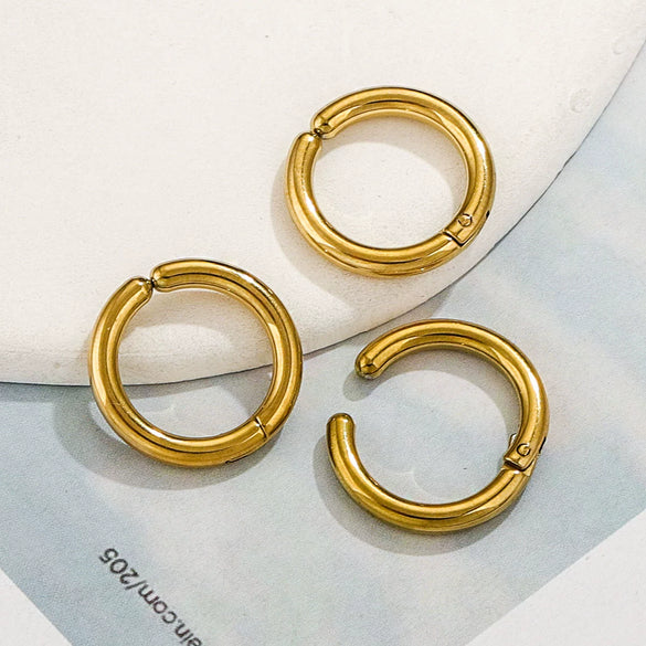 Women's Stainless Steel Geometric Fish Pattern Electroplated Circle Square Line Earrings