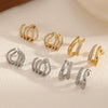Women's Stainless Steel Geometric Fiveclaw Diamond Earrings Set With Diamonds