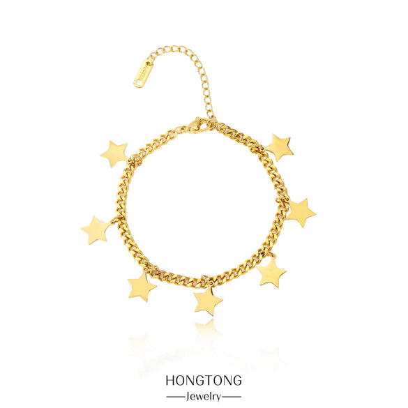 Women's Stainless Steel Geometric Fivepointed Star Pendant Tassel Jewelry With Electroplating