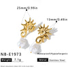 Women's Stainless Steel Geometric Flower Earrings With Zircon And Pearl Gold Plated Light Luxury Fashion Jewelry