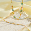 Women's Stainless Steel Geometric Flower Enamel Necklace With 18K Vacuum Plated Finish And Regular Chain