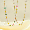 Women's Stainless Steel Geometric Flower Enamel Necklace With 18K Vacuum Plated Finish And Regular Chain