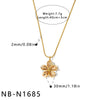 Women's Stainless Steel Geometric Flower Pattern Necklace With Oil Drip Design Vacuum Plated Finish And Rhinestone Accent