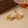 Women's Stainless Steel Geometric Flower Stud Earrings Electroplated French Court Style