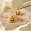 Women's Stainless Steel Geometric Flower Stud Earrings Electroplated French Court Style