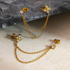 Women's Stainless Steel Geometric Four Flower Zircon Tassel Stud Earrings With Electroplated Finish