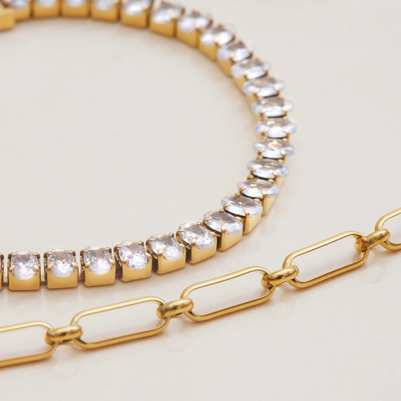 Women's Stainless Steel Geometric French Retro Electroplated Zircon Bracelet Jewelry