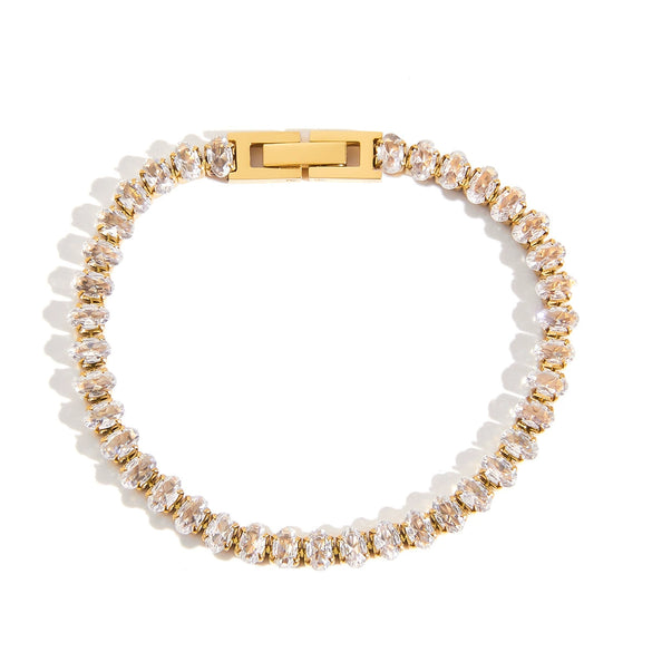 Women's Stainless Steel Geometric French Retro Electroplated Zircon Bracelet Jewelry