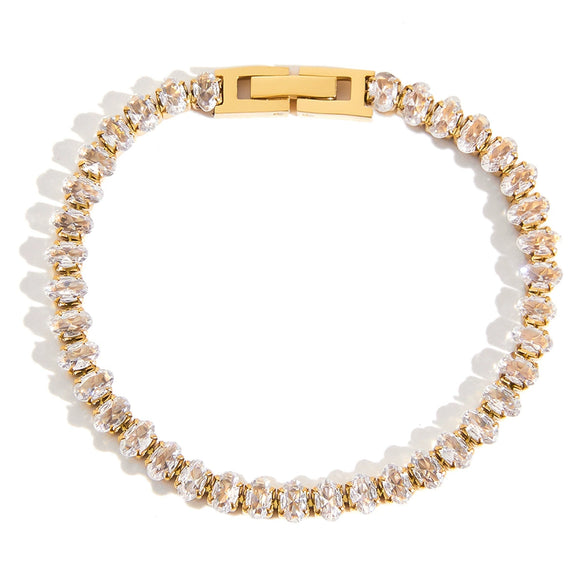 Women's Stainless Steel Geometric French Retro Electroplated Zircon Bracelet Jewelry
